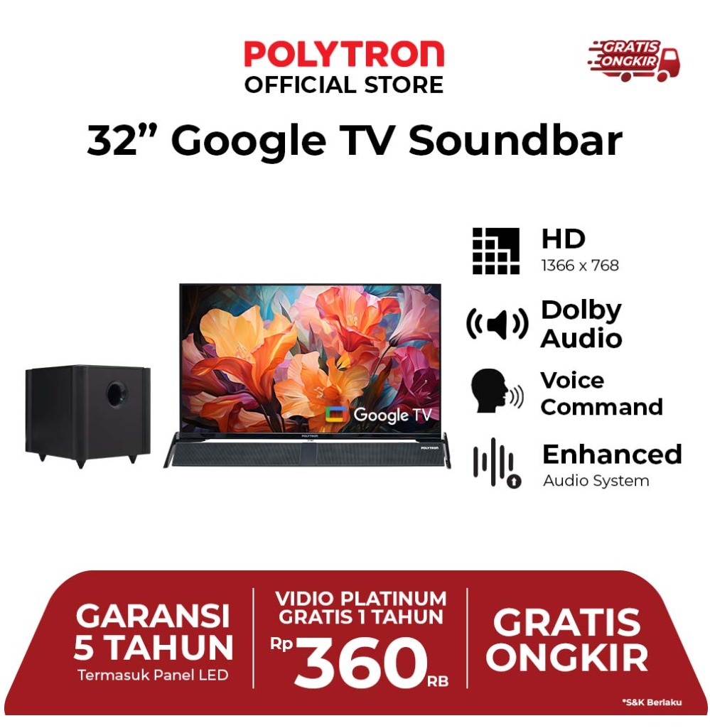 Polytron 32" Google TV Soundbar